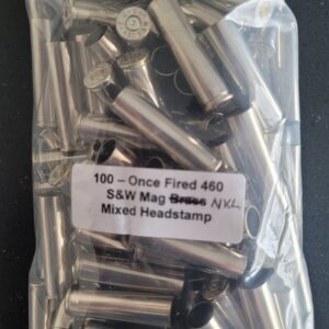 Once Fired 460 S&W Mag Nickel Mixed Cleaned Only 100 Count